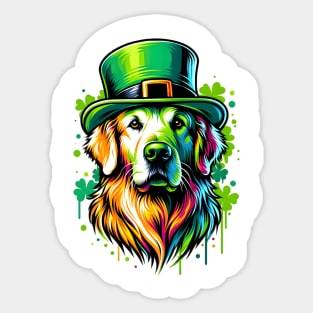 Flat-Coated Retriever Joins St Patrick's Day Celebration Sticker